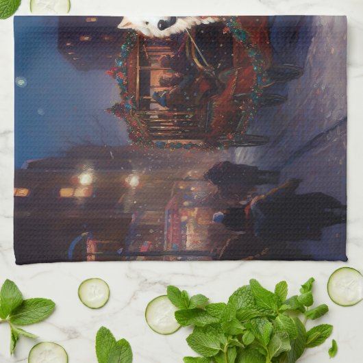 Samoyed Christmas Festivals Jahreszeit Geschirrtuch (Gefaltet)