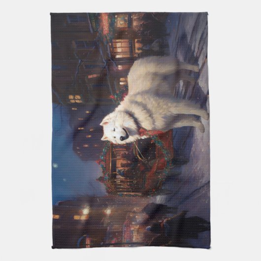 Samoyed Christmas Festivals Jahreszeit Geschirrtuch (Vertikal)