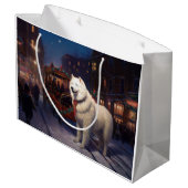 Samoyed Christmas Festivals Jahreszeit Große Geschenktüte (Rückseite Schrägansicht)