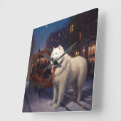 Samoyed Christmas Festivals Jahreszeit Quadratische Wanduhr (Winkel)