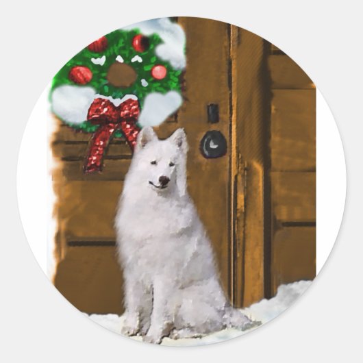 Samoyed Christmas Geschenke Runder Aufkleber (Vorderseite)