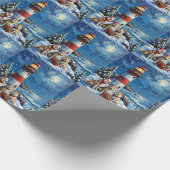 Samoyed Christmas Lighthouse Holiday Geschenkpapier (Ecke)