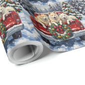 Samoyed Christmas Red Truck Holiday Geschenkpapier (Rolleneckpunkt)