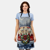 Samoyed Christmas Red Truck Holiday Schürze (Getragen)