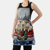 Samoyed Christmas Red Truck Holiday Schürze (InSitu)