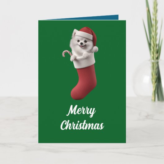 Samoyed Christmas Strumpf Karte (Vorderseite)
