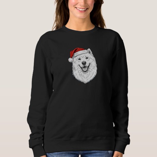 Samoyed Christmas Sweatshirt–Hand-Drawn Santa Dog Sweatshirt (Vorderseite)