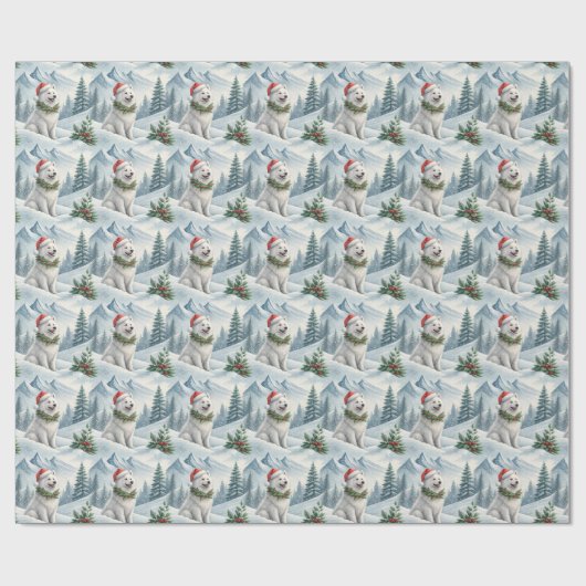 Samoyed Christmas Wrapping Paper, Winter Dog Gift  Geschenkpapier (Flach)