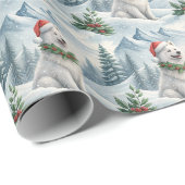 Samoyed Christmas Wrapping Paper, Winter Dog Gift  Geschenkpapier (Rolleneckpunkt)