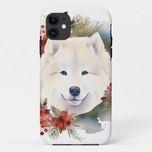 Samoyed Christmas Wreath Festivals Case-Mate iPhone Hülle (Rückseite)