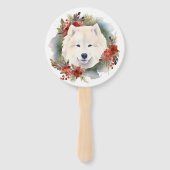 Samoyed Christmas Wreath Festivals Fächer (Rückseite)