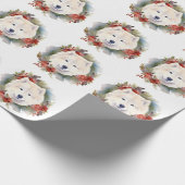 Samoyed Christmas Wreath Festivals Geschenkpapier (Ecke)