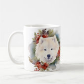 Samoyed Christmas Wreath Festivals Kaffeetasse (Links)