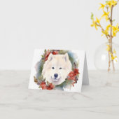 Samoyed Christmas Wreath Festivals Karte (Gelbe Blume)