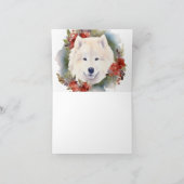 Samoyed Christmas Wreath Festivals Karte (Innenseite)