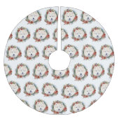 Samoyed Christmas Wreath Festivals Polyester Weihnachtsbaumdecke (Vorderseite)