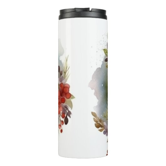 Samoyed Christmas Wreath Festivals Thermosbecher (Rückseite)