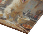 Samoyed Cooking in Kitchen Schneidebrett (Ecke)