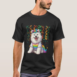 Samoyed Cosplay farbenfrohe Einhorn Geburtstagskin T-Shirt