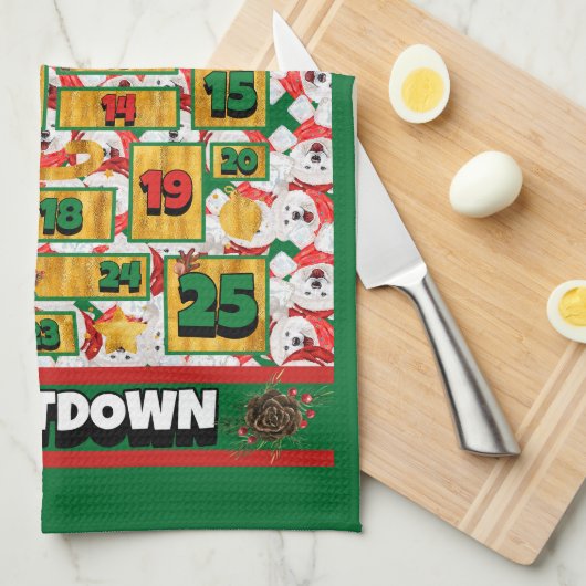 Samoyed Countdown Weihnachtskalender Hund Geschirrtuch (Viertel Falte)
