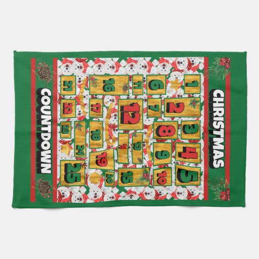 Samoyed Countdown Weihnachtskalender Hund Geschirrtuch (Horizontal)