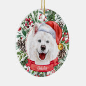 Samoyed Custom Weihnachtsmannmütze Hund Weihnachts Keramik Ornament (Rechts)