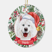 Samoyed Custom Weihnachtsmannmütze Hund Weihnachts Keramik Ornament (Links)