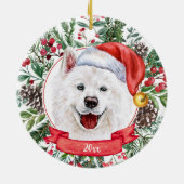 Samoyed Custom Weihnachtsmannmütze Hund Weihnachts Keramik Ornament (Hinten)