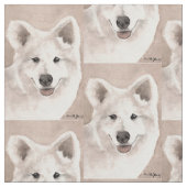 Samoyed Dog Art Fabric Stoff (Nahaufnahme)