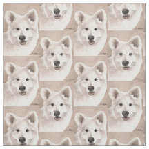 Samoyed Dog Art Fabric