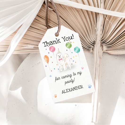 Samoyed Dog Birthday Vielen Dank für Ihr Geschenk Geschenkanhänger