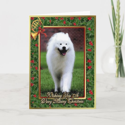 Samoyed Dog Blank Christmas Card Feiertagskarte (Vorderseite)