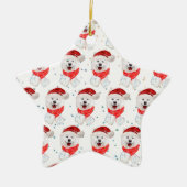 Samoyed Dog Breed Weihnachtsstars Keramik Ornament (Vorne)