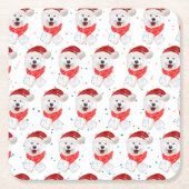 Samoyed Dog Breed Weihnachtsstars Rechteckiger Pappuntersetzer (Vorderseite)