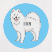 Samoyed dog cartoon illustration etiketten (Design 1)