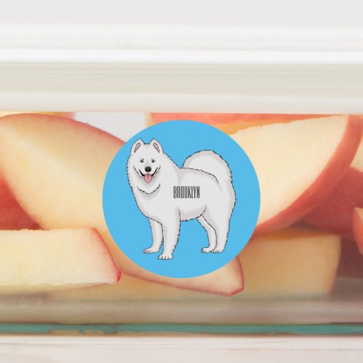 Samoyed dog cartoon illustration etiketten (Befestigt)