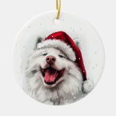 Samoyed Dog Christmas Personalized Keramik Ornament (Vorne)