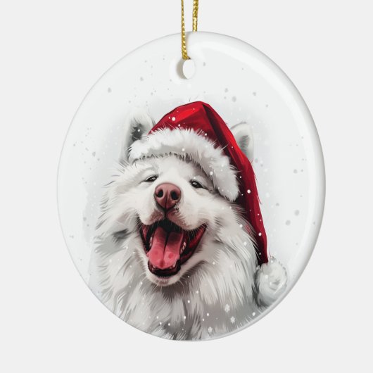 Samoyed Dog Christmas Personalized Keramik Ornament (Links)