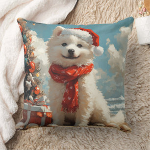 Samoyed Dog Christmas Vintag Beach Kissen