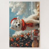 Samoyed Dog Christmas Vintag Beach Puzzle (Vertikal)