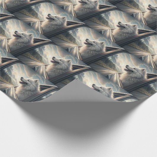 Samoyed Dog Enjoying a Scenic Mountain Drive Geschenkpapier (Ecke)