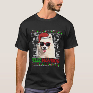 Samoyed Dog Feliz Navidog Funny Weihnachten T-Shirt