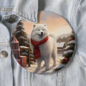 Samoyed Dog in Schneehochweihen Button (Beispiel)