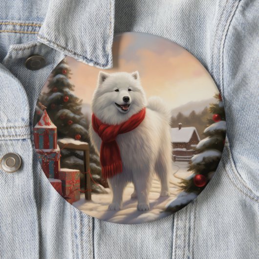 Samoyed Dog in Schneehochweihen Button (Beispiel)