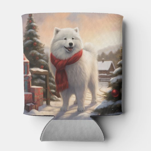 Samoyed Dog in Schneehochweihen Dosenkühler (Rückseite)