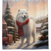 Samoyed Dog in Schneehochweihen Duschvorhang (Vorderseite)