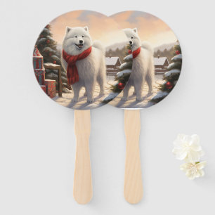 Samoyed Dog in Schneehochweihen Fächer