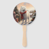 Samoyed Dog in Schneehochweihen Fächer (Vorderseite)