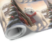 Samoyed Dog in Schneehochweihen Geschenkpapier (Rolleneckpunkt)