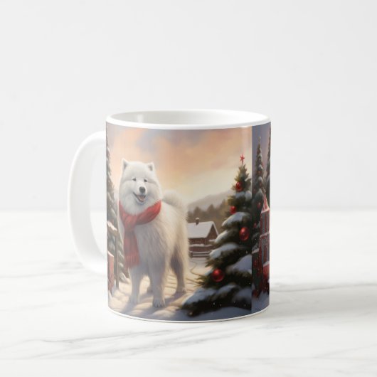Samoyed Dog in Schneehochweihen Kaffeetasse (Vorderseite Links)